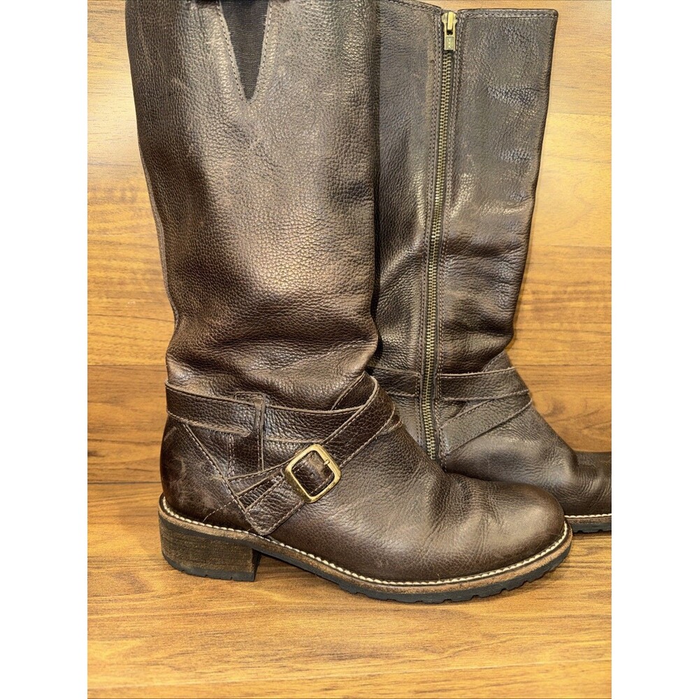 Vintage LL BEAN Calf hi Brown leather BOOTS womens 7.5 Made in Brazil-Zipper - Picture 2 of 16
